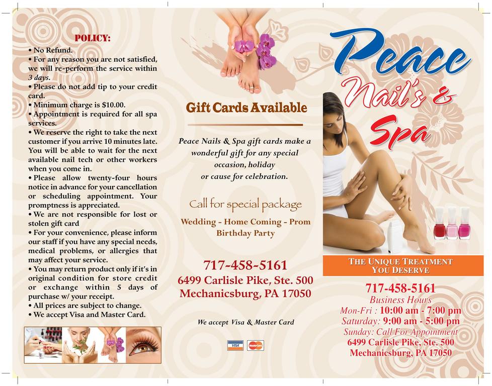 Peace Nails & Spa Brochure1 from Peace Nail in
